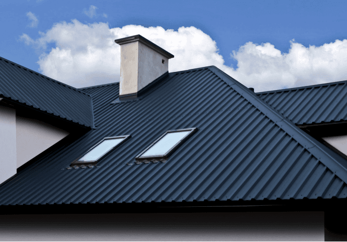 Roof with professional sheet
